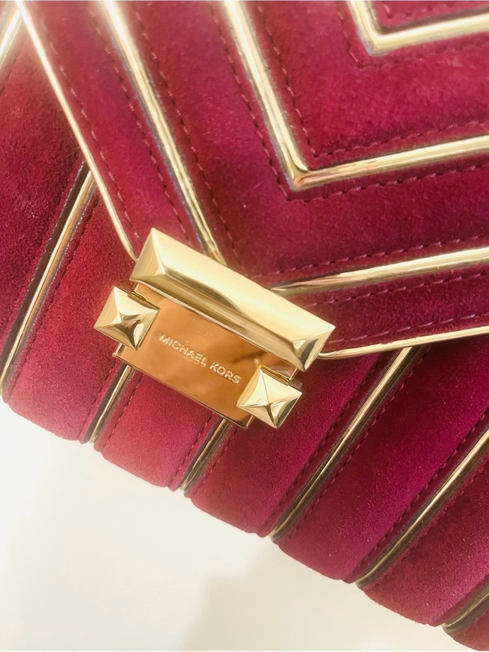 Final sale New Michael Kors Whitney quilted oxblood leather suede shoulder bag - Picture 12 of 16